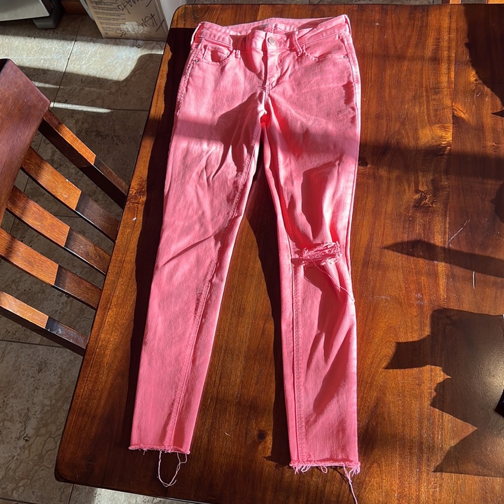 Old Navy Coral Rockstar Super Skinny jeans size 0